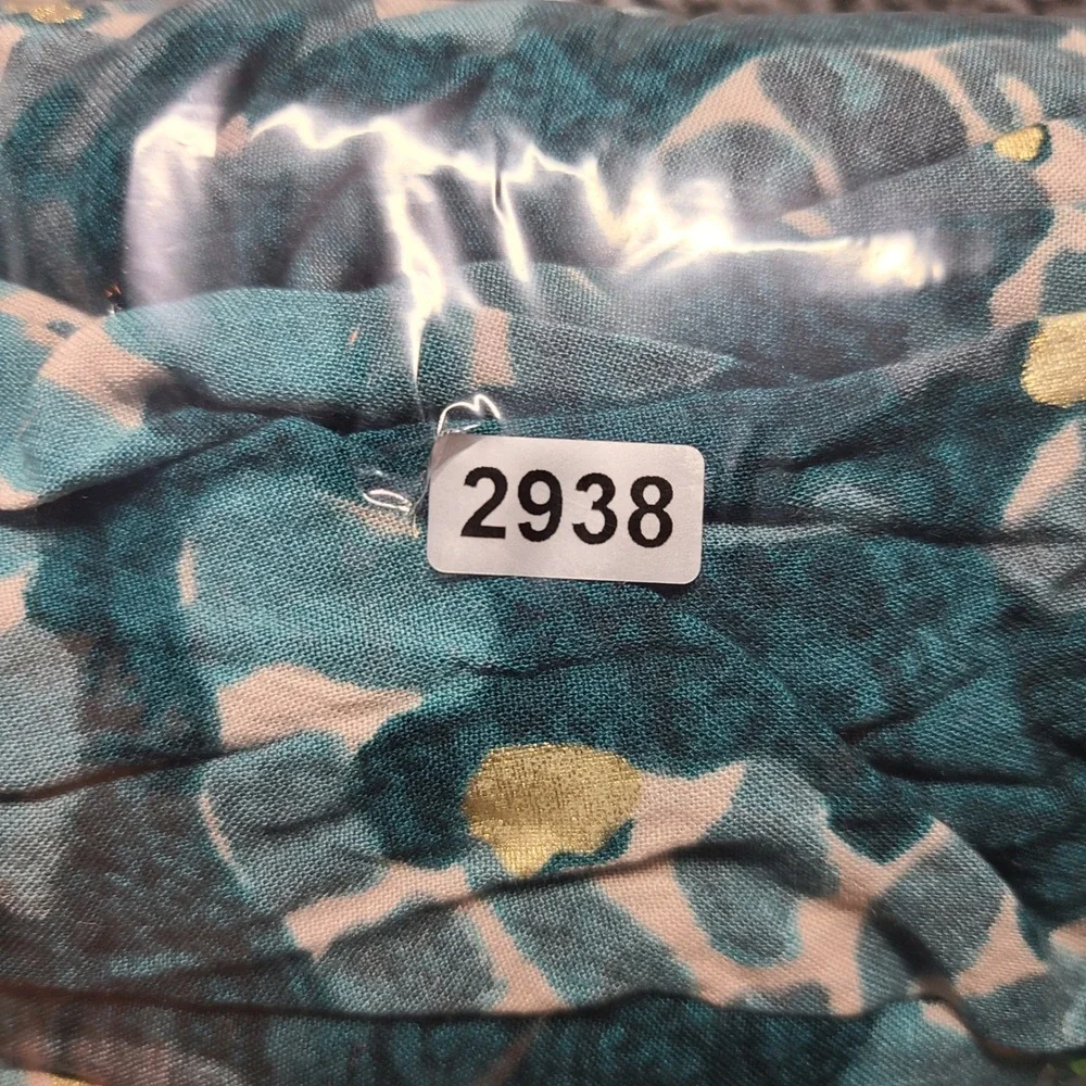 Kanchan Kids Teal Gold Foil Abstract Floral Embroidered Maxi Dress Size 40